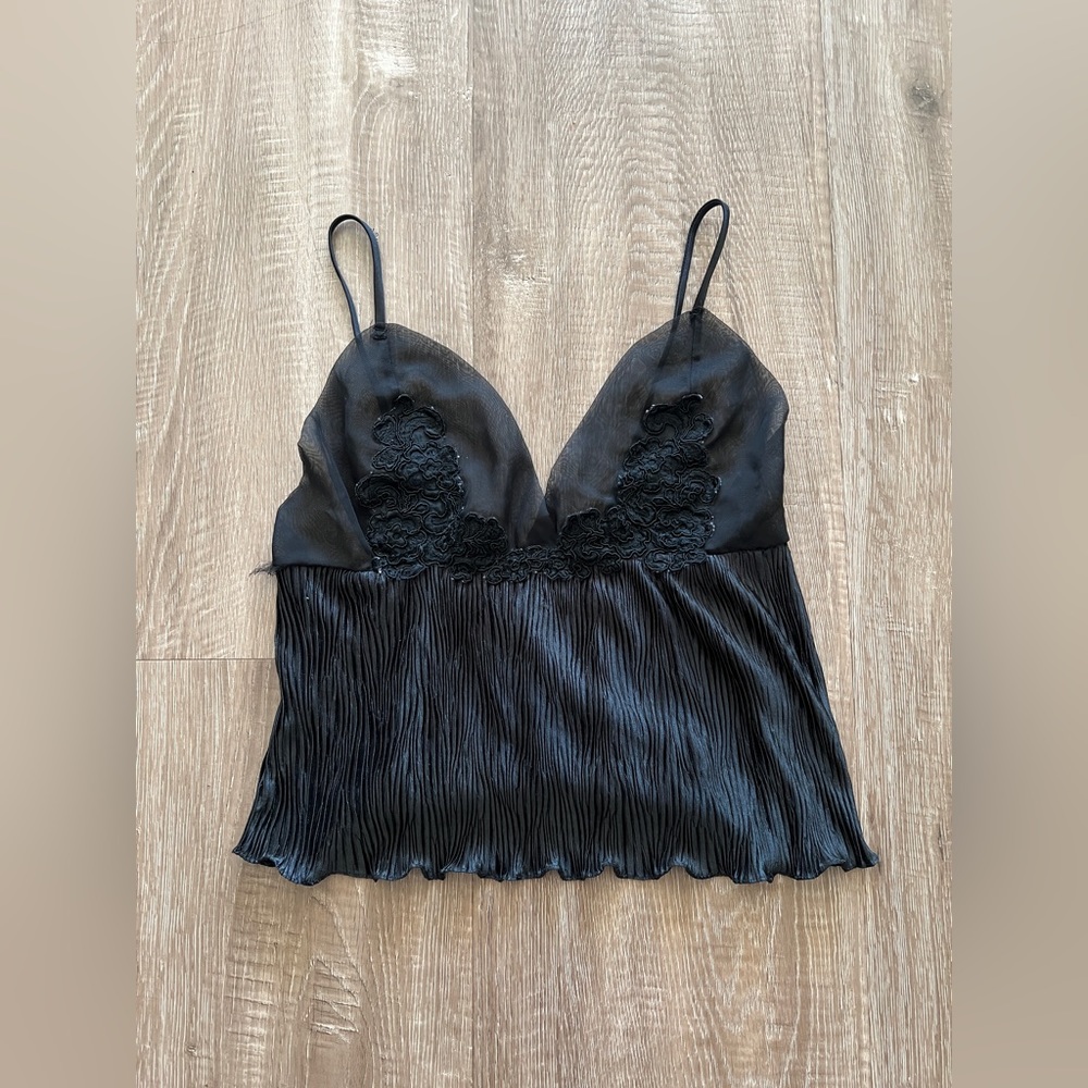 Black Plisse Top